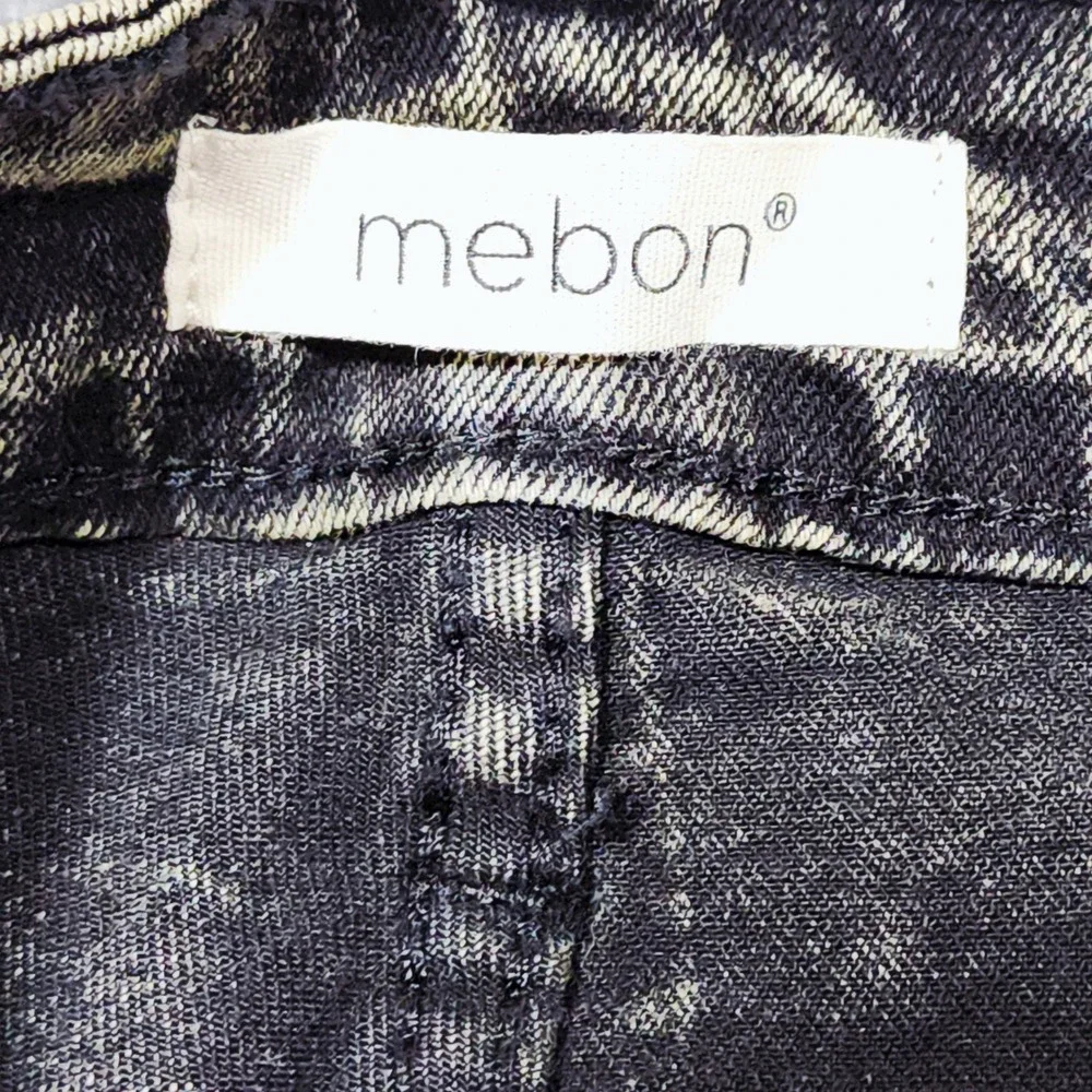 Mebon by Machine Studded Jeans 3 Jr Women Black Acid Wash Wide Leg High Rise NEW